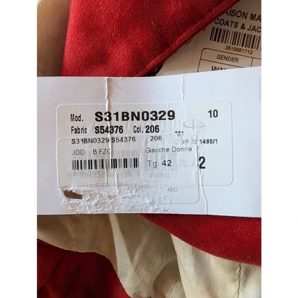 Maison Margiela Red Cotton Peplum Double Breasted Blazer Jacket Made in Italy 42 Blazers & Suit Jackets